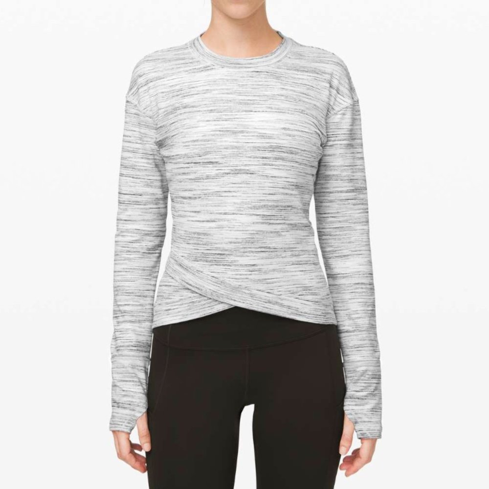 Lululemon Close to Crossing Long Sleeve Pullover Top Space Dye White Size M